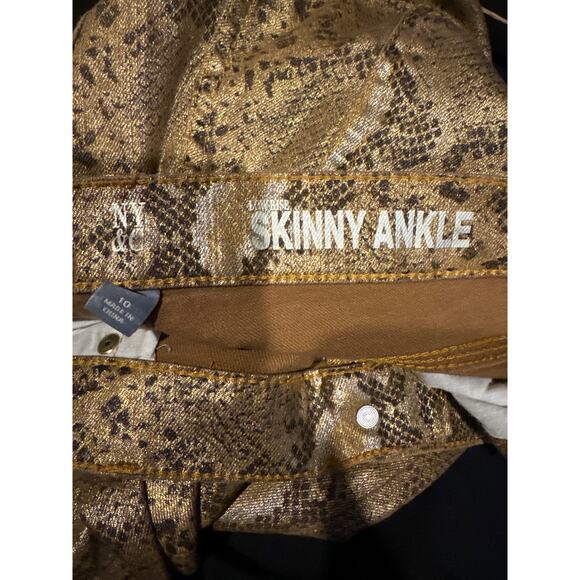 Snake print gold & brown low rise skinny ankle pants from NY & CO size 10 - Picture 12 of 13